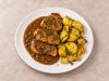 Fleischgericht mit Pfeffersauce und Bratkartoffeln im Restaurant Bürgerstube in Velbert